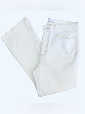 LOFT - THE KICK CROP White Denim Straight-Leg Jeans